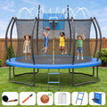 Gardwin Outdoor Trampoline 12FT/14FT Round Jumping Trampoline with Ladder,Sprinkler,Basketball Hoop Board,Recreational Backyard Trampolines Anti-Rust for Kids Gift