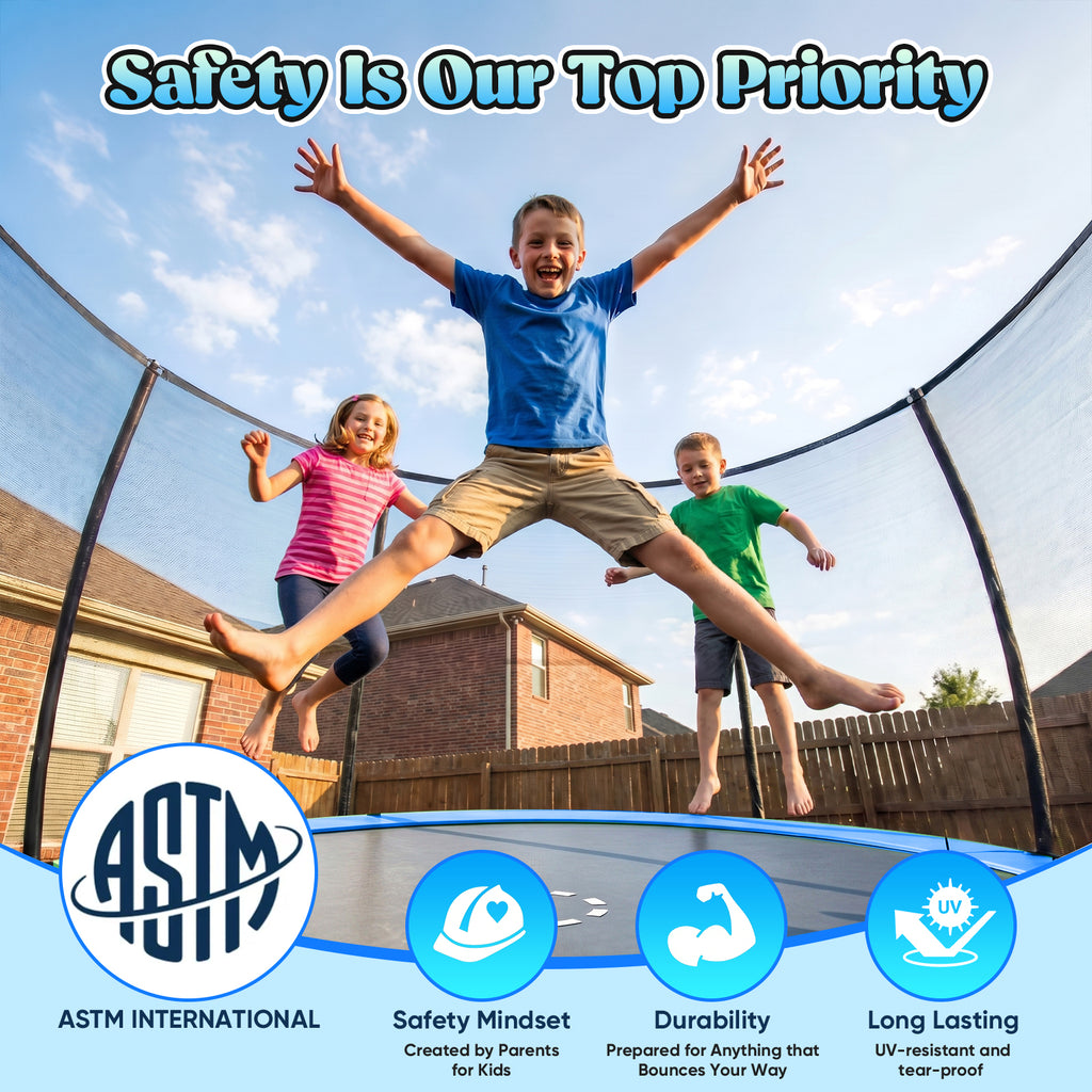 Gardwin Outdoor Trampoline 12FT/14FT Round Jumping Trampoline with Ladder,Sprinkler,Basketball Hoop Board,Recreational Backyard Trampolines Anti-Rust for Kids Gift