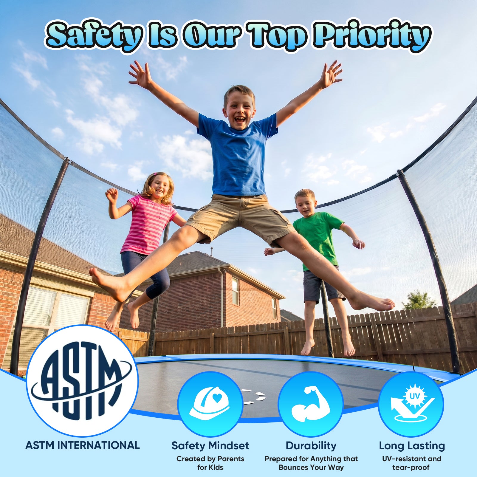 Gardwin Outdoor Trampoline 12FT/14FT Round Jumping Trampoline with Ladder,Sprinkler,Basketball Hoop Board,Recreational Backyard Trampolines Anti-Rust for Kids Gift