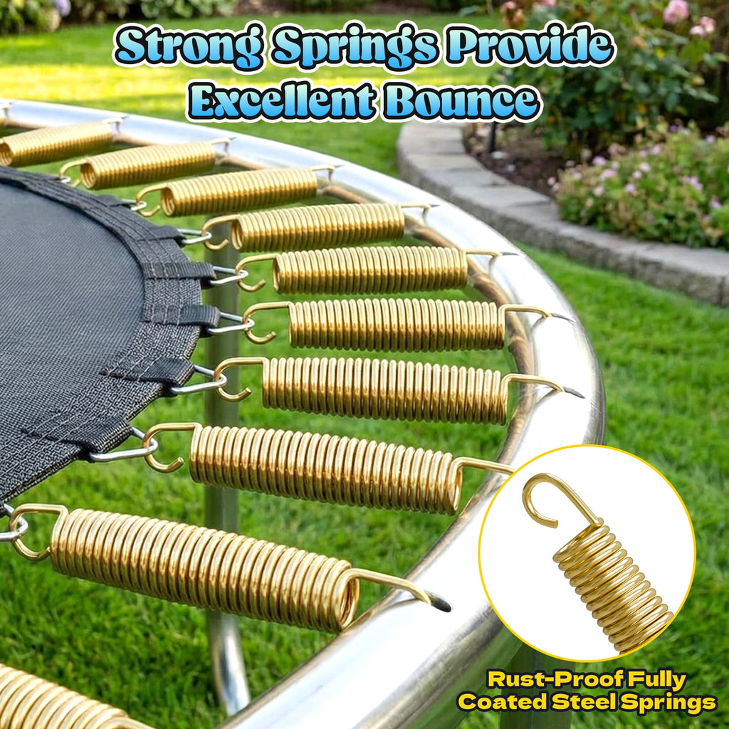 Gardwin GW-1404HI-BL Outdoor Trampoline 10FT/12FT/14FT Round Jumping Trampoline with Enclosure Net and Ladder,Recreational Backyard Trampolines Anti-Rust for Kids Birthday Gift