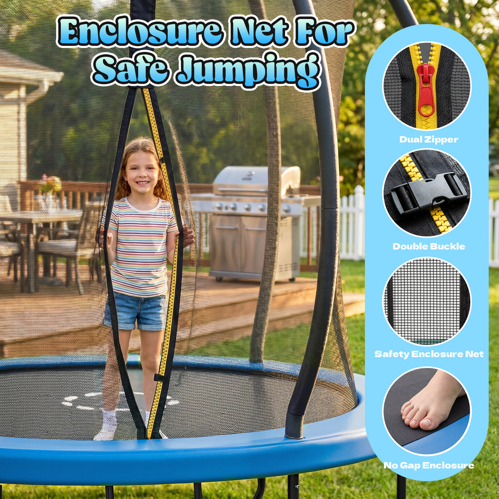 Gardwin Outdoor Trampoline 12FT/14FT Round Jumping Trampoline with Ladder,Sprinkler,Basketball Hoop Board,Recreational Backyard Trampolines Anti-Rust for Kids Gift