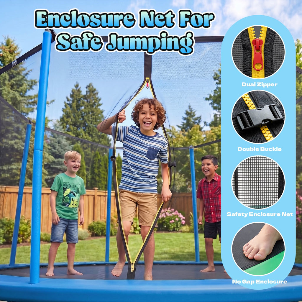 Gardwin 14FT Outdoor Trampoline Recreational Backyard Trampolines Anti-Rust for Kids and Adults with Net and Ladder