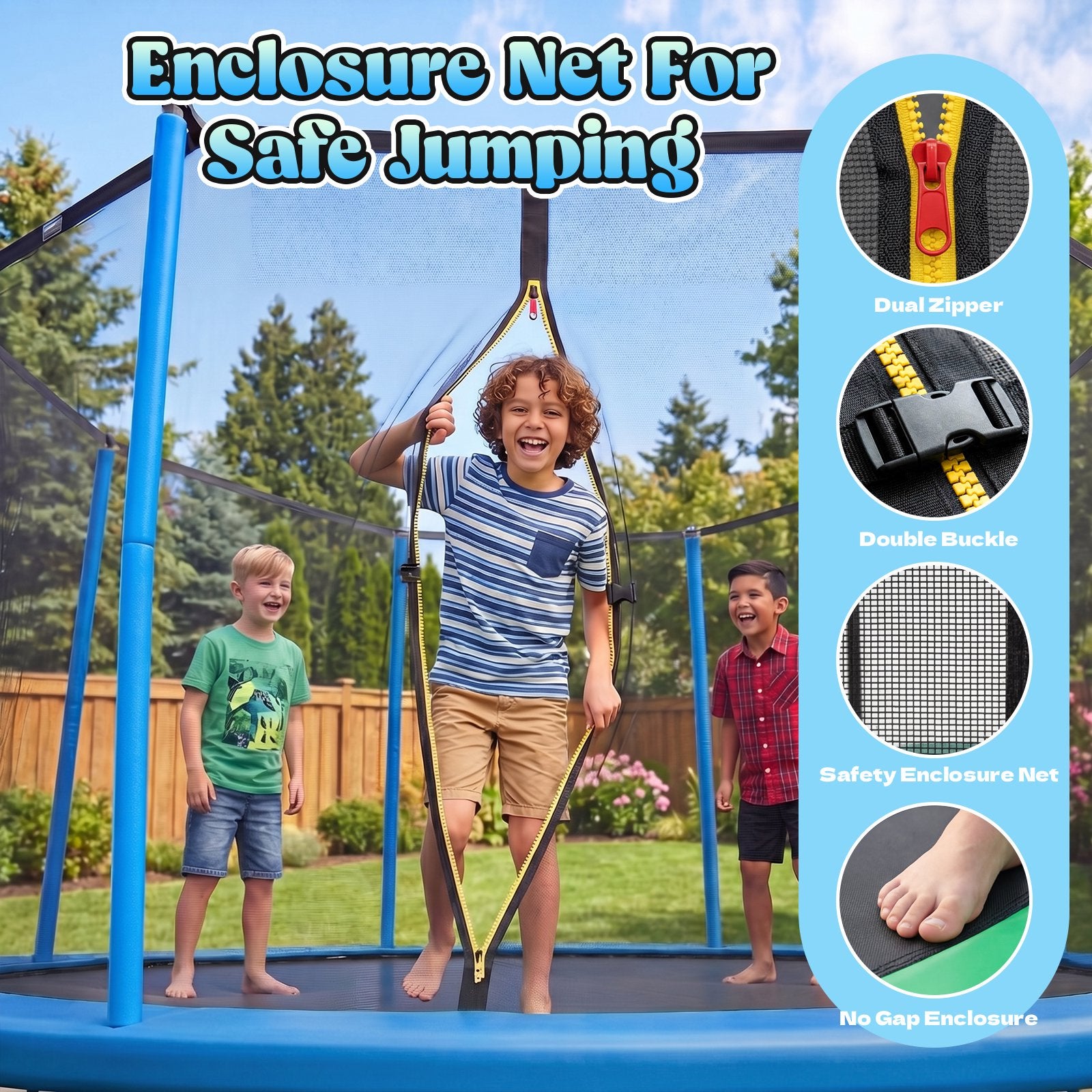 Gardwin 14FT Outdoor Trampoline Recreational Backyard Trampolines Anti-Rust for Kids and Adults with Net and Ladder