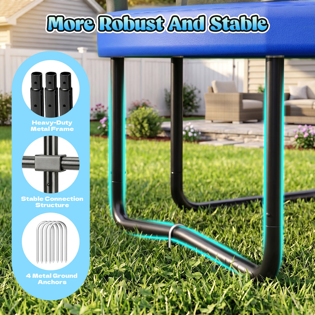 Gardwin Outdoor Trampoline 12FT/14FT Round Jumping Trampoline with Ladder,Sprinkler,Basketball Hoop Board,Recreational Backyard Trampolines Anti-Rust for Kids Gift