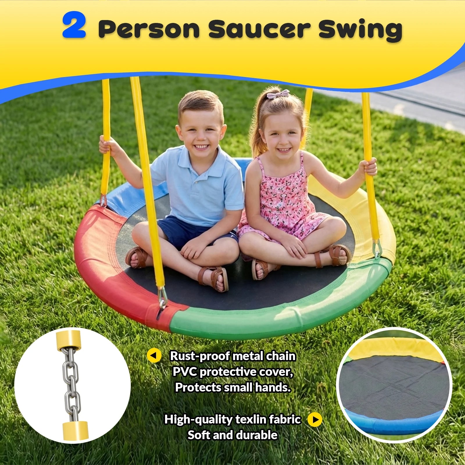 Gardwin GW-SW601-BY Metal Swing Sets with Trampoline,Heavy-Duty Outdoor Swing sets for Backyard,Playground,Outside Toys with Saucer Swing,Wave Slide,Belt Swing,Trapeze Bar,Basketball Hoop for 7 Kids Aged 3-12