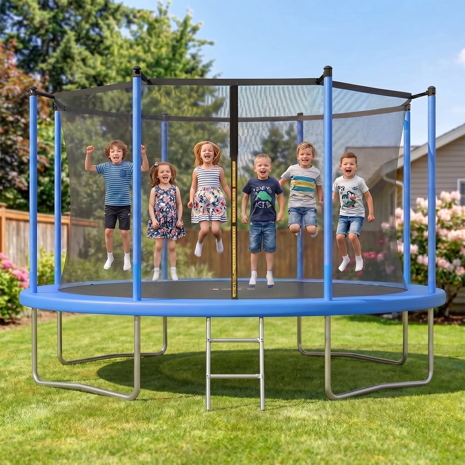 Gardwin 14FT Outdoor Trampoline Recreational Backyard Trampolines Anti-Rust for Kids and Adults with Net and Ladder