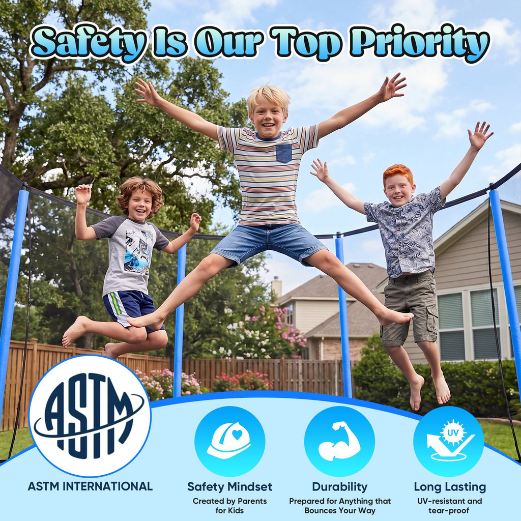 Gardwin 14FT Outdoor Trampoline Recreational Backyard Trampolines Anti-Rust for Kids and Adults with Net and Ladder